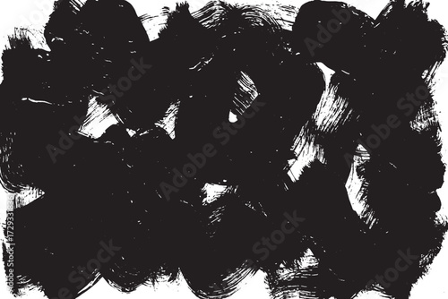 Solid Black Overlapping Brush Stroke Grunge Texture Background

