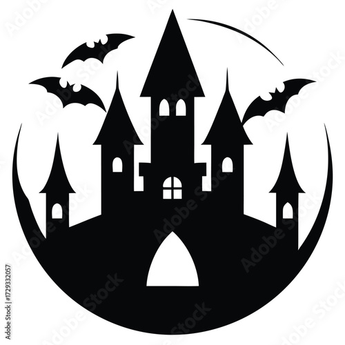 vampire castle silhouette vector icon