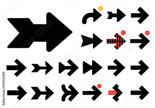 Diverse Collection of Black Arrow Icons for UI and Navigation