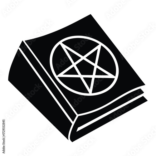 spellbook with pentagram vector icon