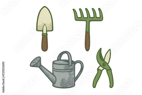 Essential gardening tools set for planting, cultivating, and maintaining a beautiful home garden and outdoor spaces