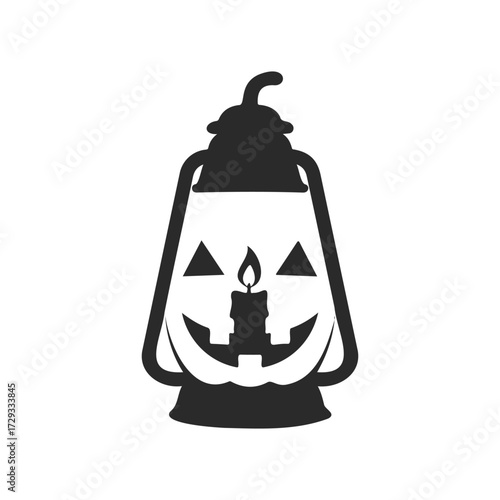 Pumpkin lantern with jack-o'-lantern face silhouette - halloween design art