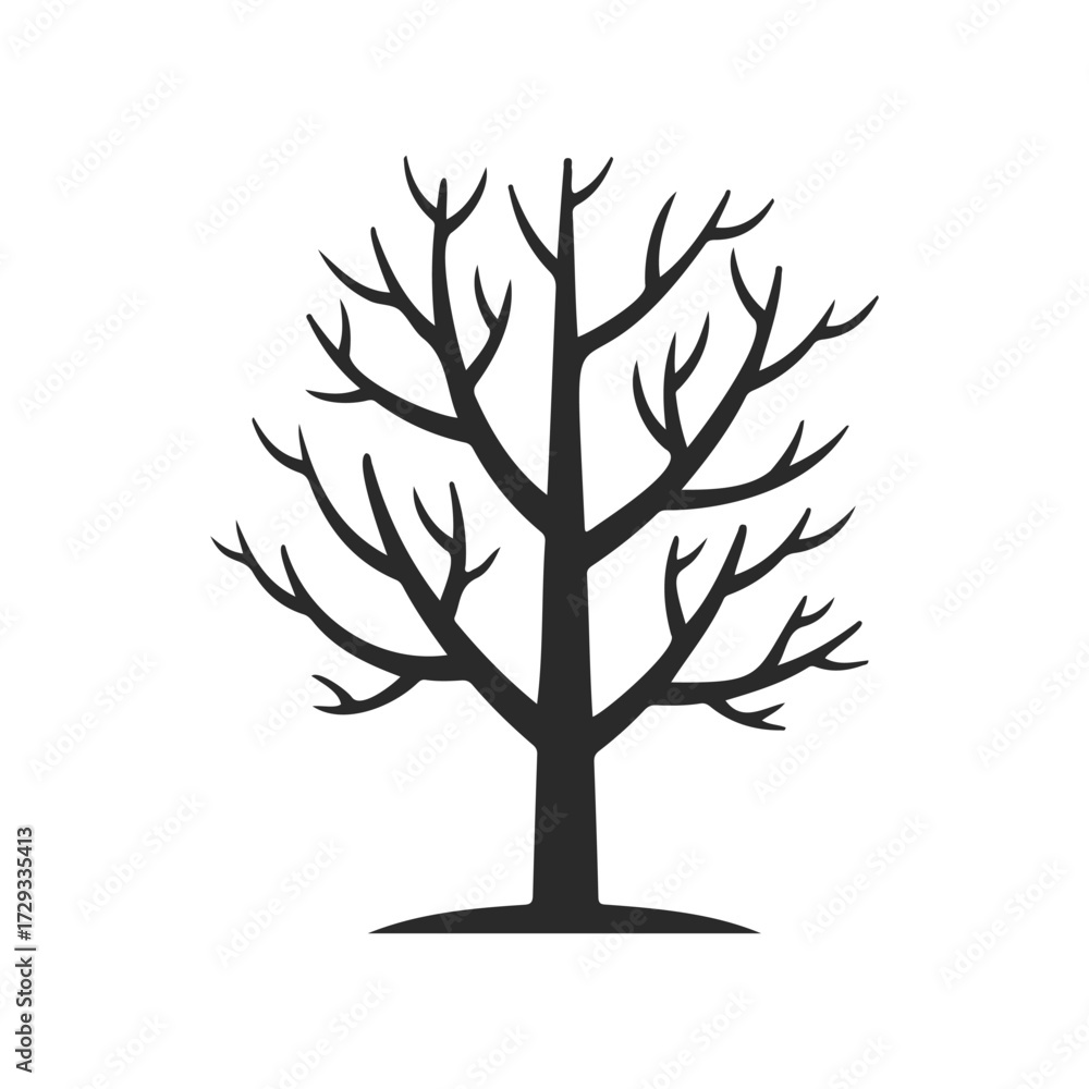Obraz premium Silhouette of leafless tree on white background