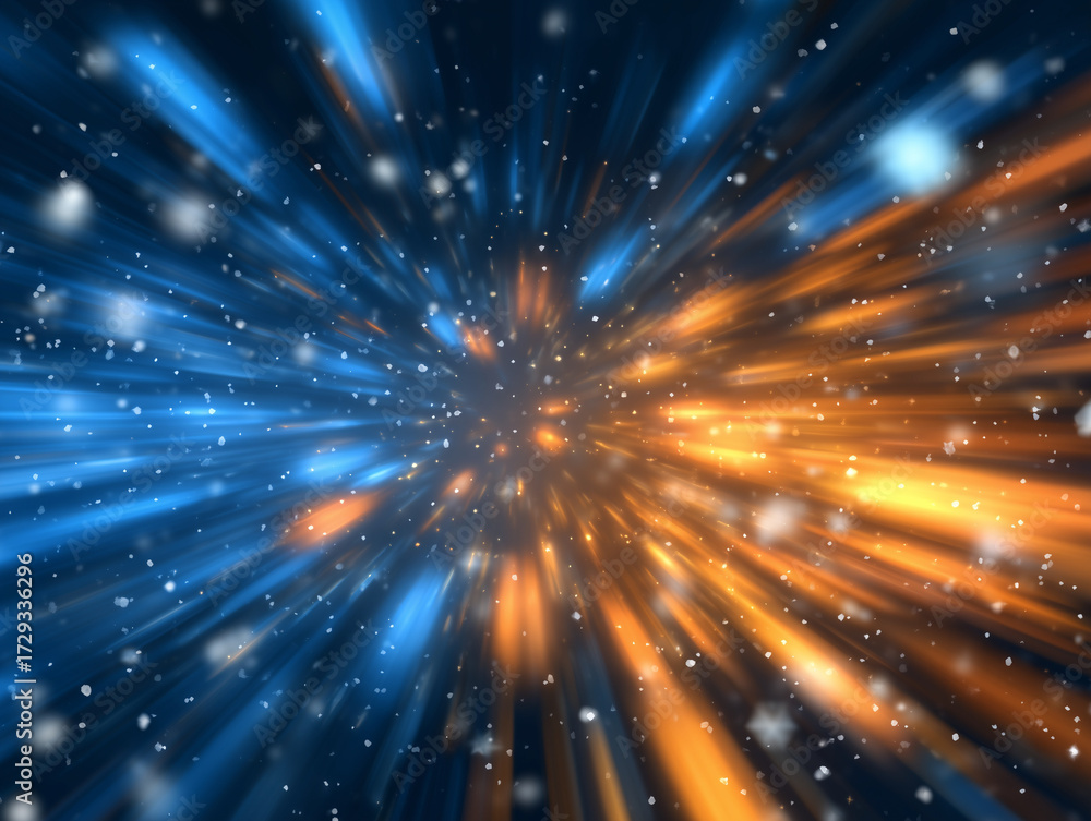 Naklejka premium Ray Abstract Light Rays Background with Dynamic Blue Orange Energy