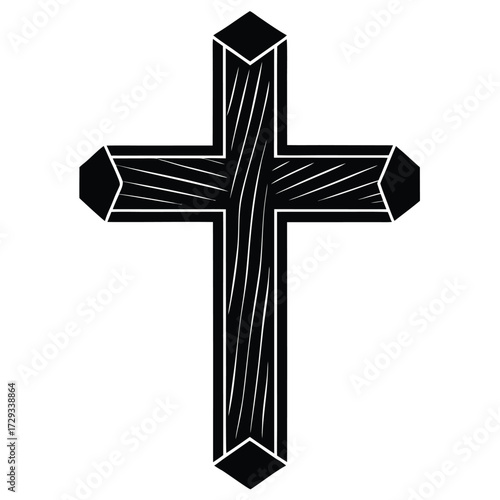 wooden cross vector icon