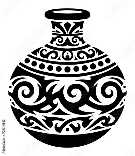 Clay Pot with a Traditional Tribal Ornament