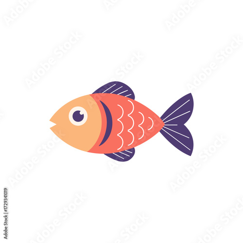 Fish icon logo flat vector design