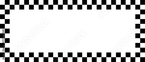 black and white frame. Checkers frame, border in line art style geometric seamless pattern