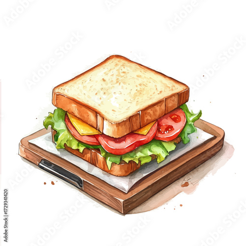 Sandwich Maker, watercolor vector, isolated on a white background.