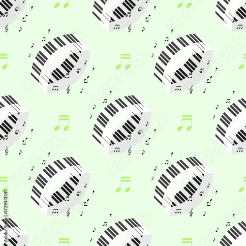 Seamless Pattern Abstract Elements Concert, Performance, Music Piano Keys Notes Vector Design Style Background Illustration Texture For Prints Textiles, Clothing, Gift Wrap, Wallpaper, Pastel