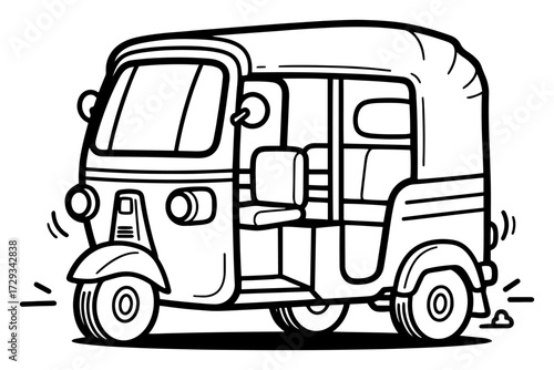 Cartoon Auto Rickshaw Doodle Illustration