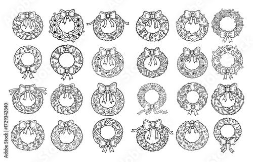 Collection of Hand Drawn Christmas Wreaths
