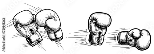 Hand Drawn Boxing Gloves in Motion