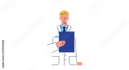 Professional doctor holding clipboard ready for patient consultation modern healthcare expert providing care and information