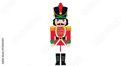 Festive Nutcracker Soldier with Red Uniform and Tall Hat