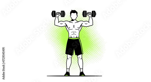 Athletic Human Lifting Weights With Effort And Focus For A Muscle-Building Routine