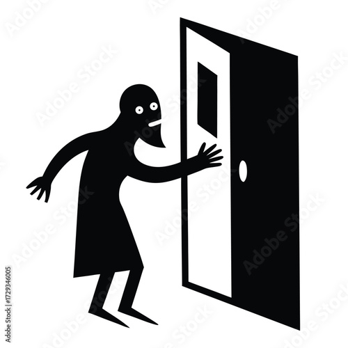poltergeist knocking on door vector icon