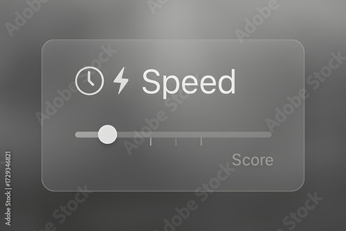 Transparent digital slider for adjusting speed and score, a modern representation for performance metrics, system settings, and customizable user interface concepts.