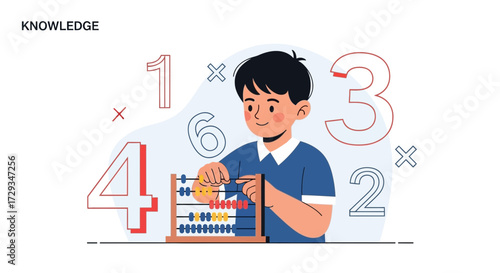 Child Learning Math With Abacus: A Modern Illustration of Numerical Education