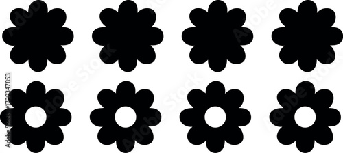 Black Spring Season Vector Illustration Pack – Style Daisies and Sunflowers Isolated on White Background for Creative Graphics, Decorative Artwork, and Design Projects