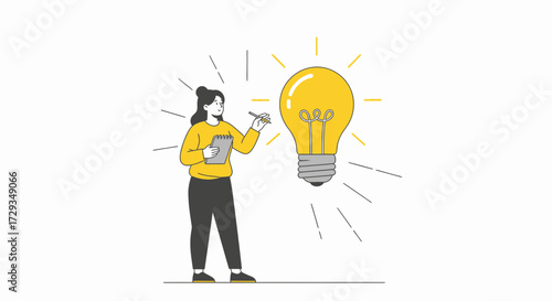 Creative Thinking And Innovative Ideas Depicted Through Digital Vector Illustration