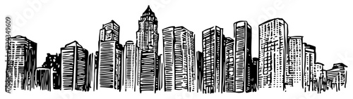 Skyscraper City Skyline Line Art Vector