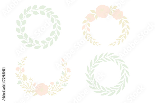 Elegant watercolor style botanical wreaths and delicate floral frames collection for wedding invitations, greeting cards, and decorative designs