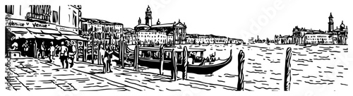 Venice Grand Canal with Gondolas Panorama