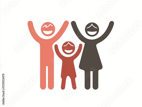 Stylized family illustration showing unity happiness and family bonding moment icon happy parents