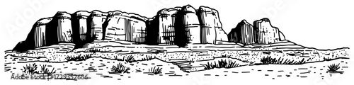 Monument Valley Desert Buttes Engraved Landscape