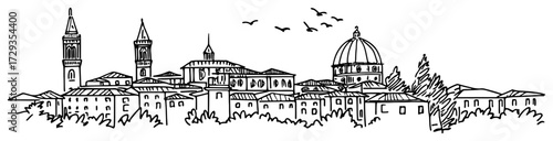 Italian City Skyline with Domes and Bell Towers