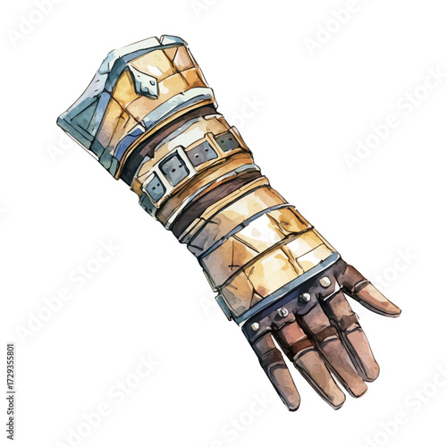 Vambrace, watercolor clipart vector, isolated on a white background.
