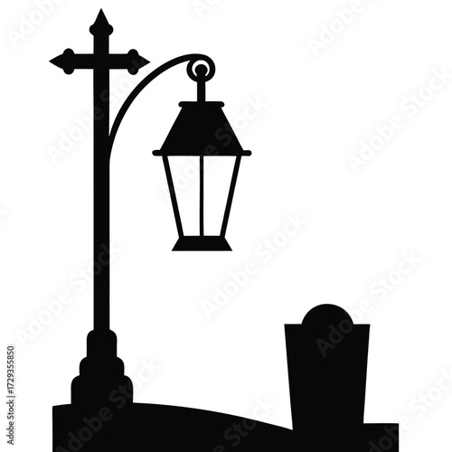 graveyard lamp post vector icon