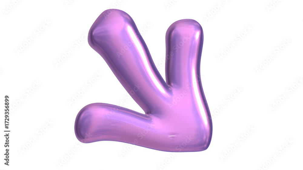 Fototapeta premium 3d render of chrome k-pop shape y2k inspired