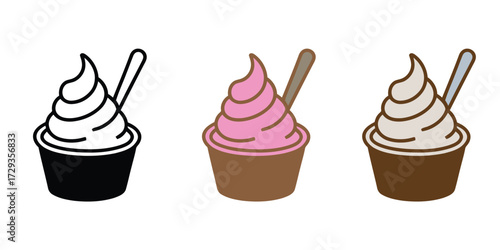 Cup Ice-cream Icon Set. Vector Icon. Illustration.