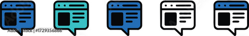 post icon set browser window with speech bubble five vector styles ai eps jpeg png modern ui icons