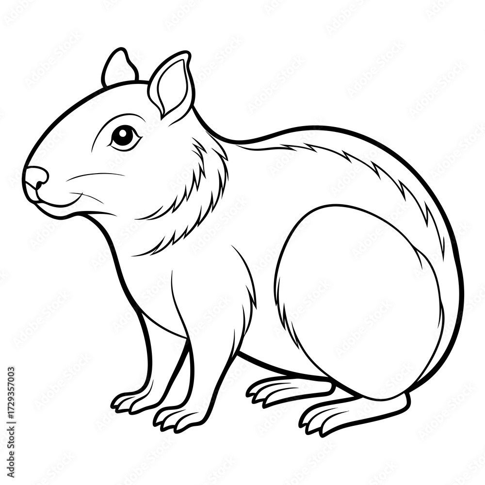 Obraz premium Outlined Capybara Standing on a White Background