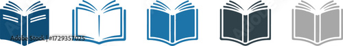 flat and outline book open icon collection vector ai eps png jpeg for education projects