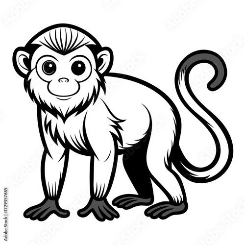 Playful monkey cartoon illustration with bold outlines and simple shading