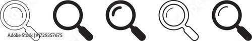 minimal magnifying glass icon set simple search symbol row black and outline vector ai eps png jpeg
