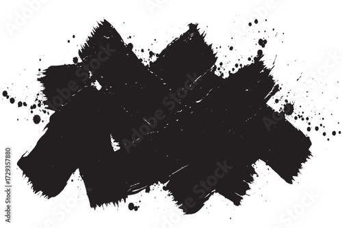 Overlapping Thick Black Paint Strokes and Splatters Design Element

