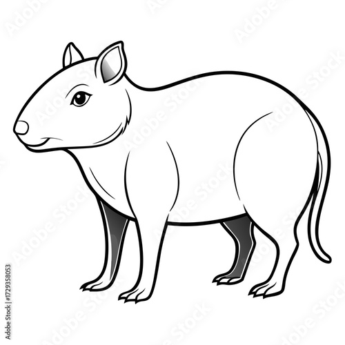 Cartoon paca outline drawing on white background art graphic