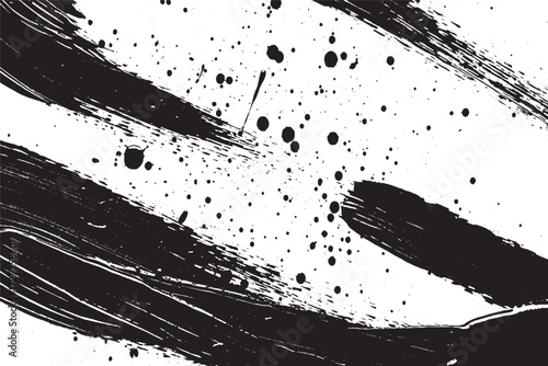 Obraz na płótnie Dynamic Diagonal Black Brush Strokes and Fine Ink Splatter Background