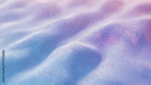 Abstract, textured surface with undulating waves, blended blue, purple, and pink