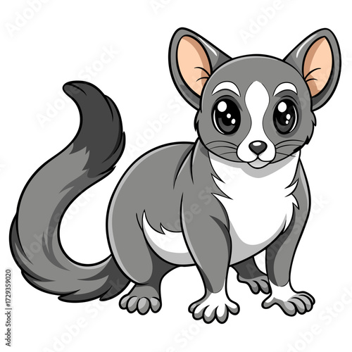 Cartoon sugar glider character standing on a white background