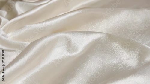 Creamy white fabric with subtle folds and sheen, creating a luxurious, flowing effect