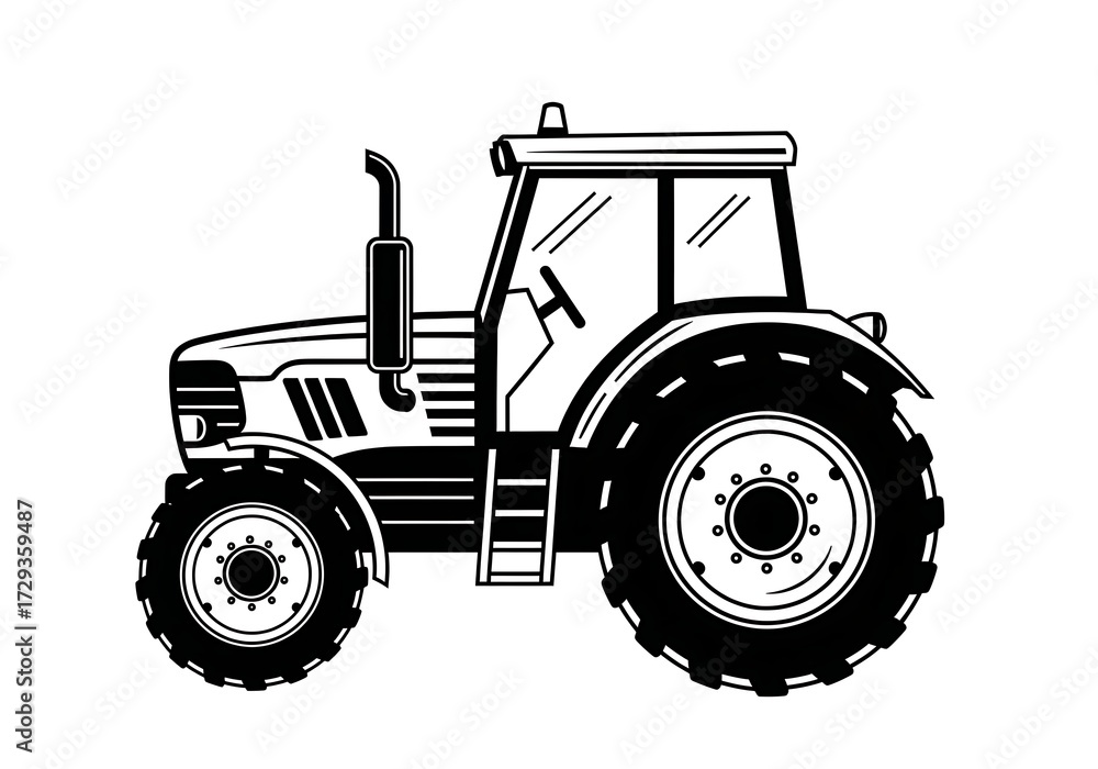 Obraz premium Tractor silhouette in black and white great for farming industry