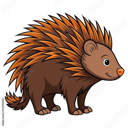 Cartoon Echidna Illustration with Spikes and Friendly Smile