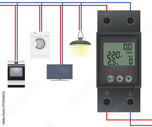 Electricity counter display. vector illustration	