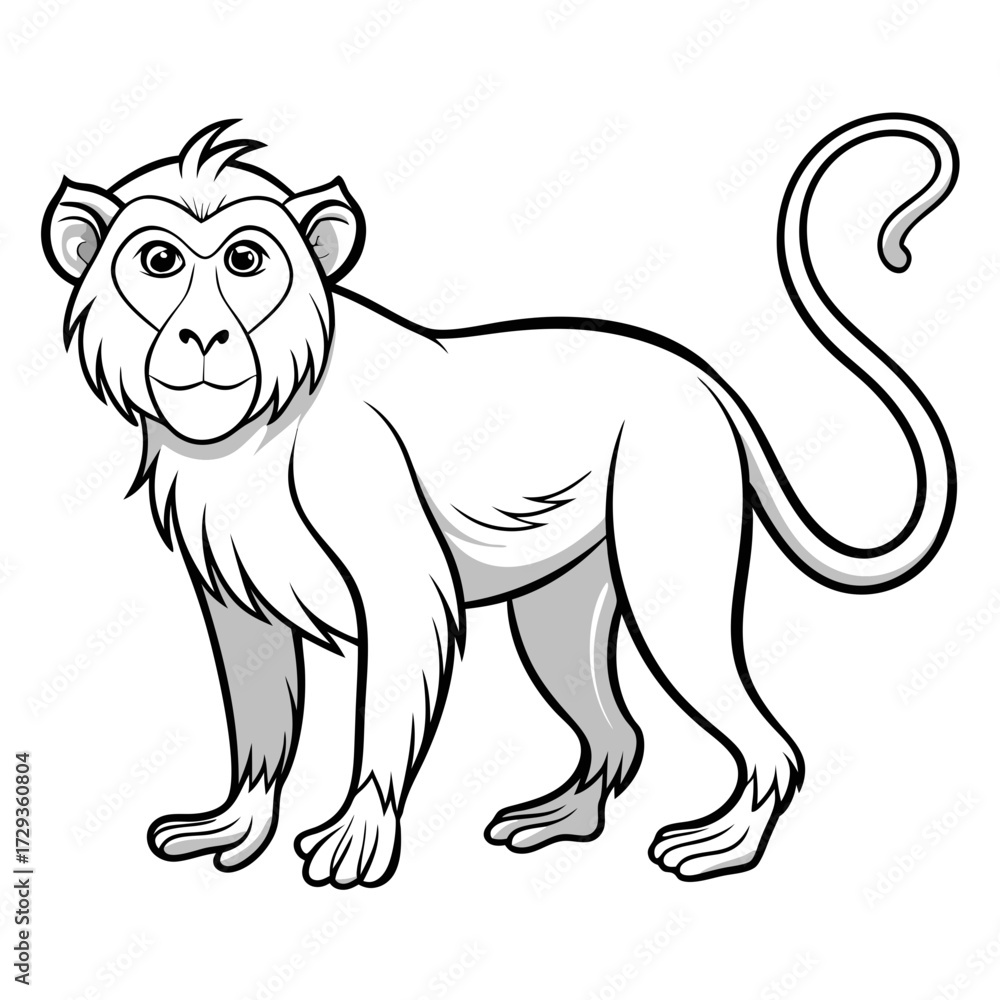 Obraz premium Cartoon monkey drawing with bold outlines on white background